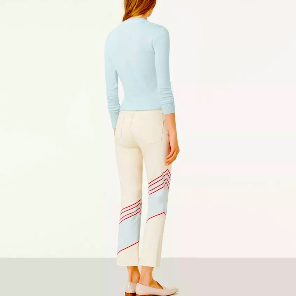 Tory Burch Bowen Frayed Hem Cropped Boot Jean